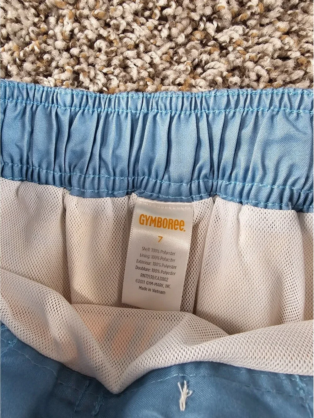 Gymboree Boys Sz 7 Swimsuit Board Shorts Trunks Bright Orange Blue Crab Print
